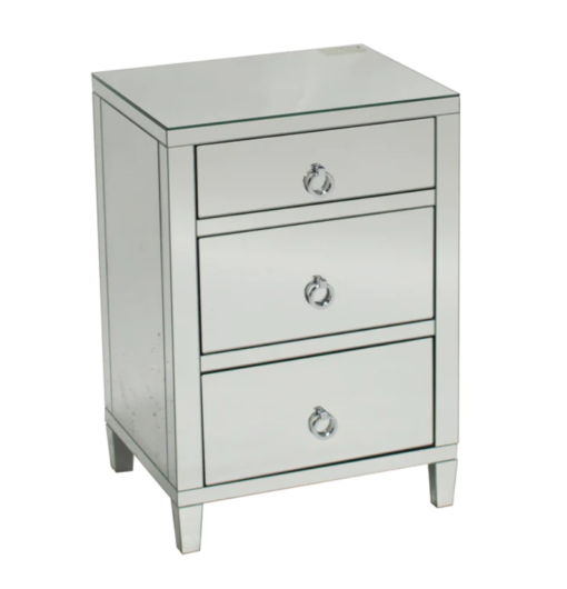 Bedside Drawer Glamour Mirrored