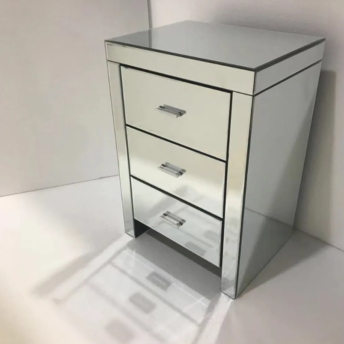 Modern Bedside Mirrored with 3 Drawers