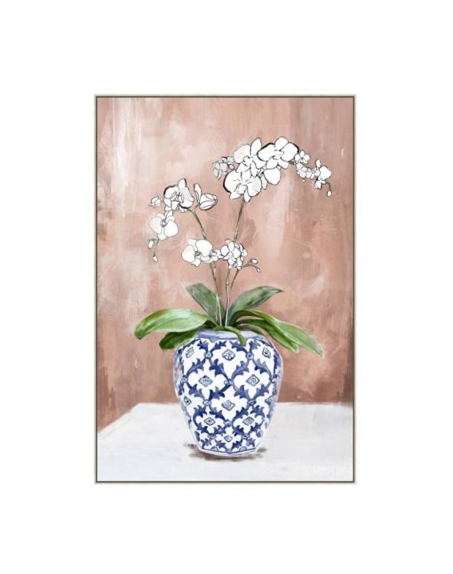 White Orchids In A Vase Wall Art Canvas