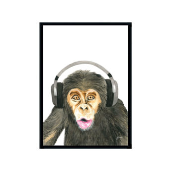 Kelvin-the-Music-Monkey-Fine-Art-Print-Black