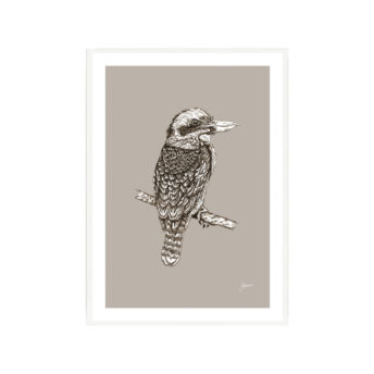 Kookaburra-Australian-Bird-in-Pine-Cone-Fine-Art-Print-White