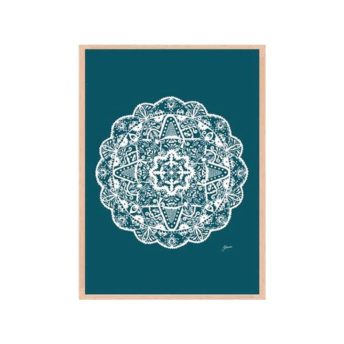 Marrakesh-Mandala-in-Teal-Solid-Fine-Art-Print-Natural