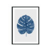 Monstera-Living-Art-Leaf-in-Navy-Blue-with-Whisper-Grey-Fine-Art-Print-Black