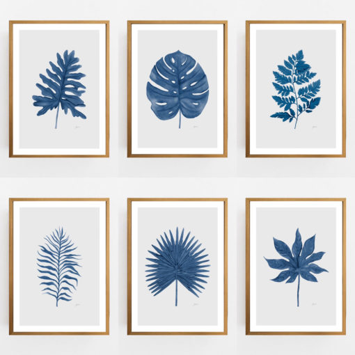 Monstera-Living-Art-Leaf-in-Navy-Blue-with-Whisper-Grey-Fine-Art-Print-LifeStyle2