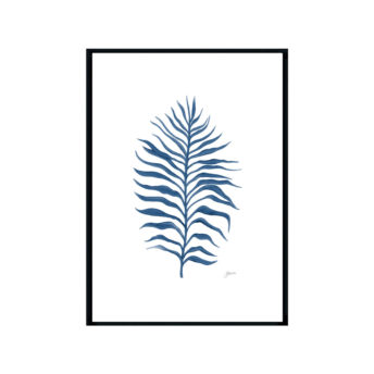 Tropical-Fine-Living-Leaf-in-Navy-Blue-Fine-Art-Print-Black