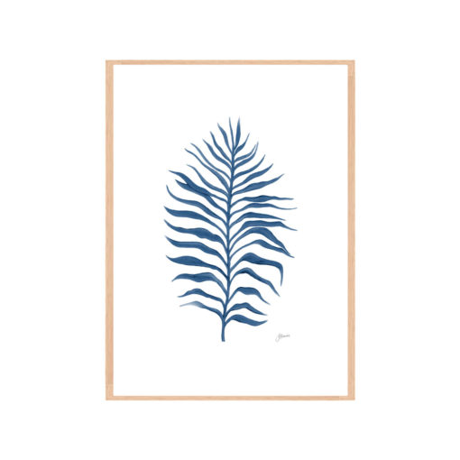 Tropical-Fine-Living-Leaf-in-Navy-Blue-Fine-Art-Print-Natural