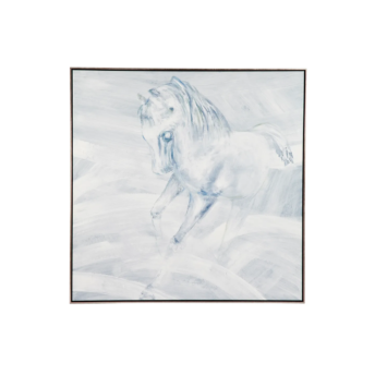 Right Hand Facing White Stallion Canvas Oil Painting