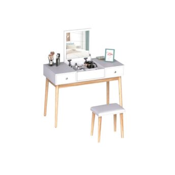 Macie White Dresser Table With Mirror
