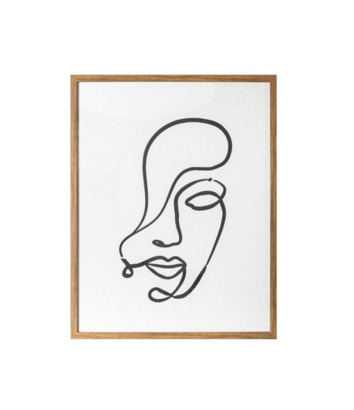 Lady Face Line Drawing Framed Print Wall Art