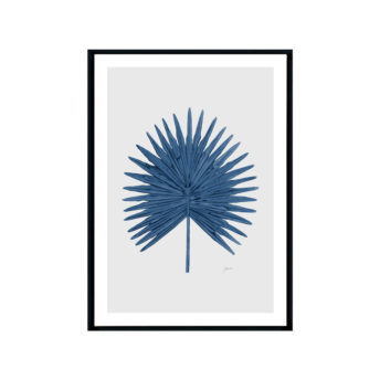 Fan-Palm-Living-in-Navy-Blue-with-Whisper-Grey-Fine-Art-Print-Black