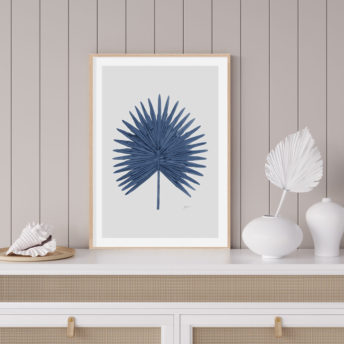 Fan-Palm-Living-in-Navy-Blue-with-Whisper-Grey-Fine-Art-Print-LifeStyle1