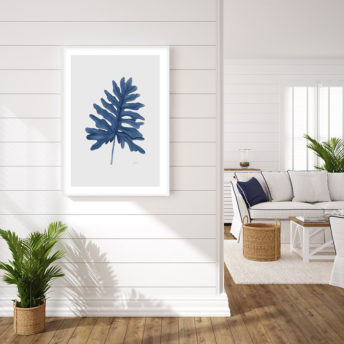 Philodendron-Living-in-Navy-Blue-Fine-with-Whisper-Grey-Art-Print-LifeStyle1