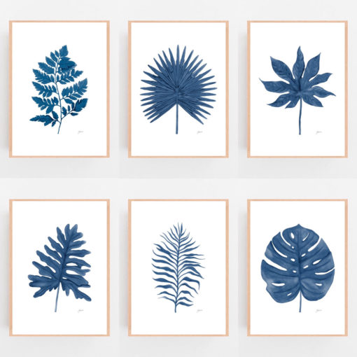 Philodendron-Living-in-Navy-Blue-Fine-with-Whisper-Grey-Art-Print-LifeStyle3