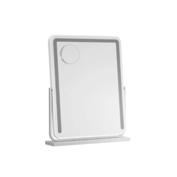 Quinn Makeup Mirror with Light & Stand White