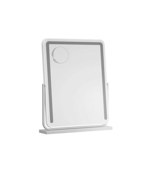 Quinn Makeup Mirror with Light & Stand White