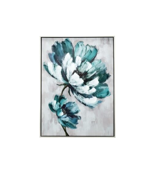 Blue & White Floral Hand-painted Wall Art Canvas
