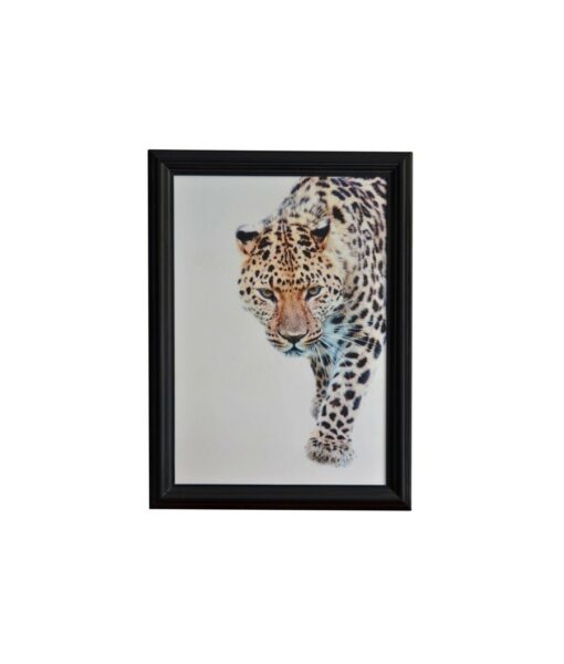 Walking Leopard Black Painted Framed Wall Art