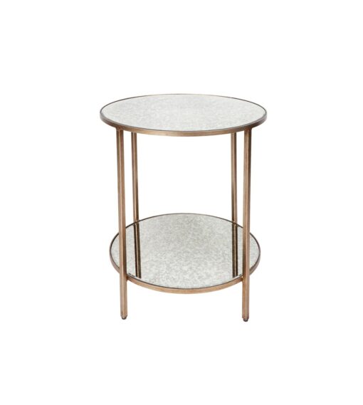 Mirrored Cocktail Side Table Antique Gold