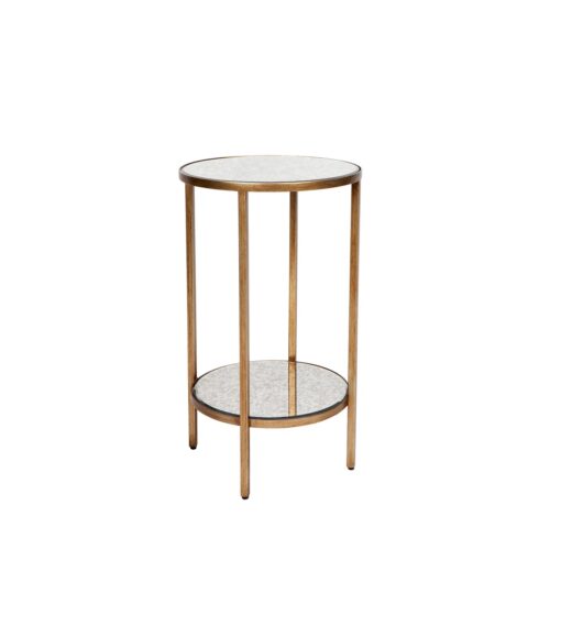 Mirrored Cocktail Side Table Petite Antique Gold