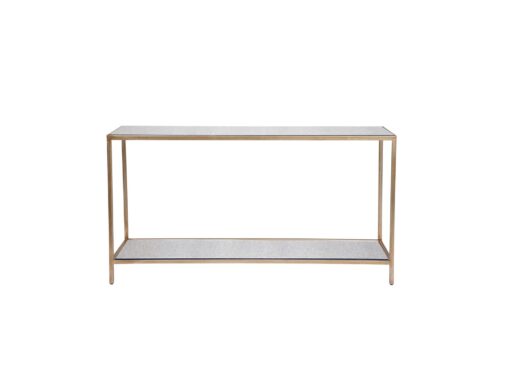Mirrored Cocktail Console Table - Large Antique Gold