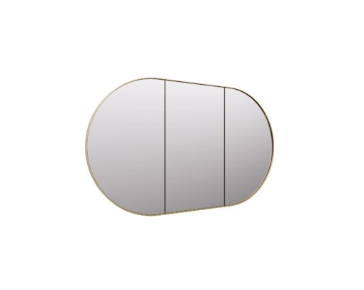 Pill Shape Mirror Cabinet Satin Brass