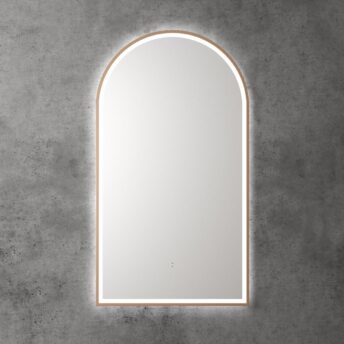 Touchless LED Arch Mirror with Brushed Bronze Frame