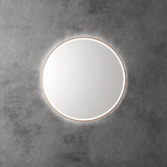 Touchless LED Round Mirror with Brushed Bronze Frame