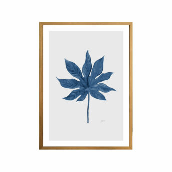 Aralia-Living-Leaf-in-Navy-Blue-with-Whisper-Grey-Fine-Art-Print-Tas