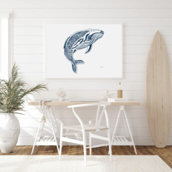 Henry-the-Humpback-Whale-in-Navy-Blue-Fine-Art-Print-LifeStyle