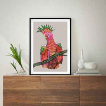 Miranda-the-Colourful-Cockatoo-in-Pale-Slate-Fine-Art-Print-LifeStyle