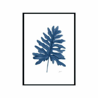 Philodendron-Living-in-Navy-Blue-Fine-Art-Print-Black
