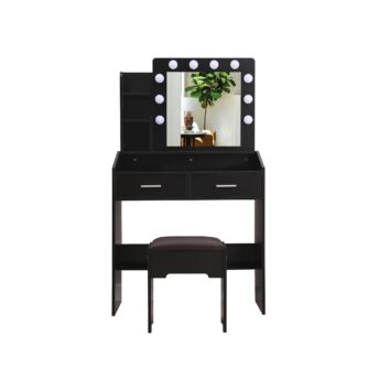 Devon Vanity Set with Shelves Black