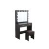 Francesca Vanity Set Black with Lighted Mirror and Stool