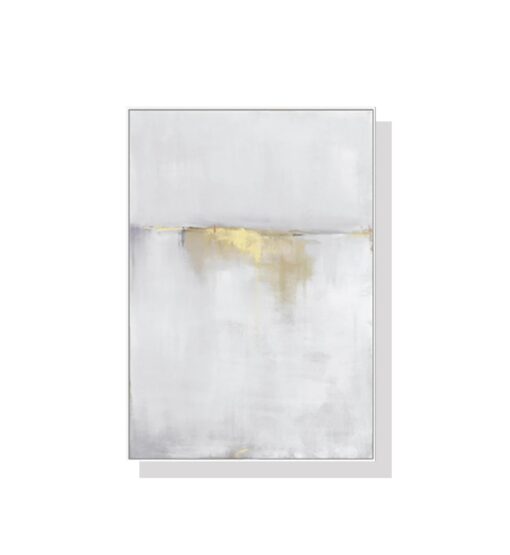 White and Gold Abstract Wall Art Canvas