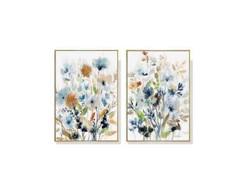 Set of 2 Flowers Watercolour Style Wall Art Canvas