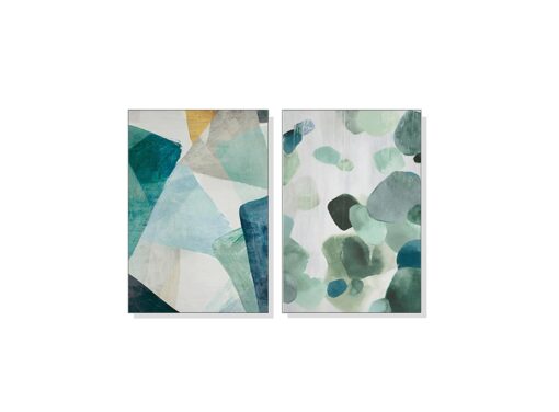 Set of 2 Abstract Green Marble Wall Art Canvas