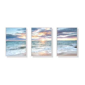 Set of 3 Sunrise by the Ocean Wall Art Canvas