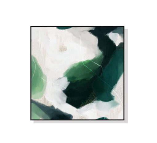 White and Green Abstract Wall Art Canvas