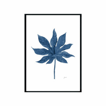 Aralia-Living-Leaf-in-Navy-Blue-Fine-Art-Print-Black