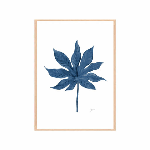 Aralia-Living-Leaf-in-Navy-Blue-Fine-Art-Print-Tas