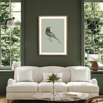 Regent-Honeyeater-Australian-Bird-in-Willow-Green-Fine-Art-Print-LifeStyle