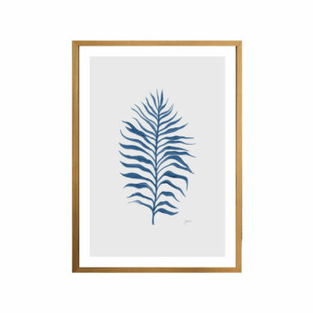 Tropical-Fine-Living-Leaf-in-Navy-Blue-with-Whisper-Grey-Fine-Art-Print-Tas