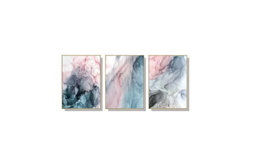 Set of 3 Calming Ink Abstract Wall Art Canvas