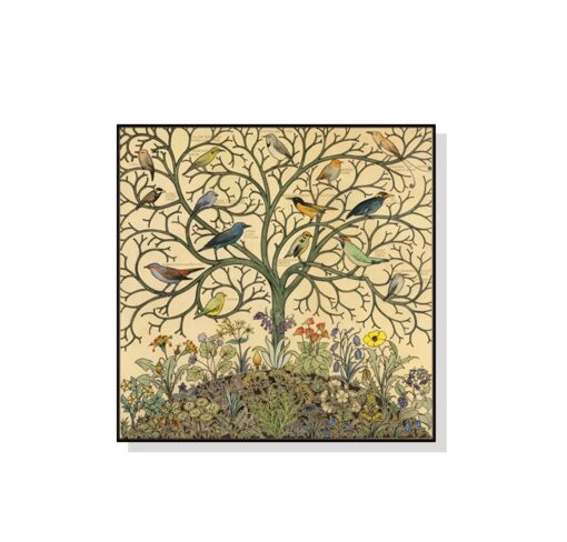 Tropical Songbirds Tree Of Life Wall Art Canvas