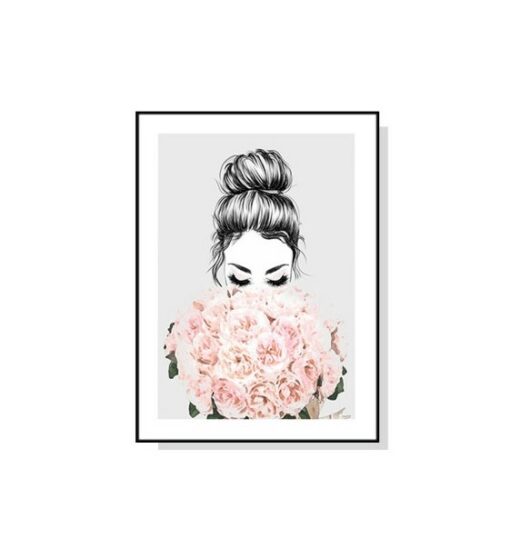 Girl with Roses Wall Art Canvas