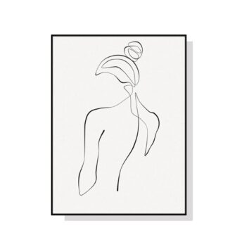 One Line Woman Back Wall Art Canvas