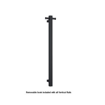 Matt Black Square Vertical Single Bar Heated Towel Rail