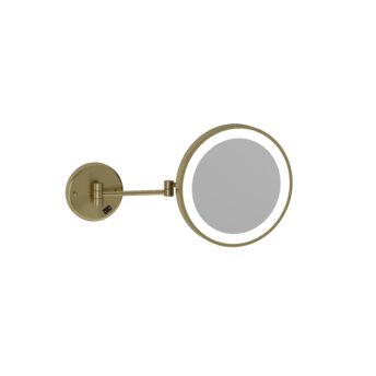 3x Magnification Light Mirror Round Brushed Brass