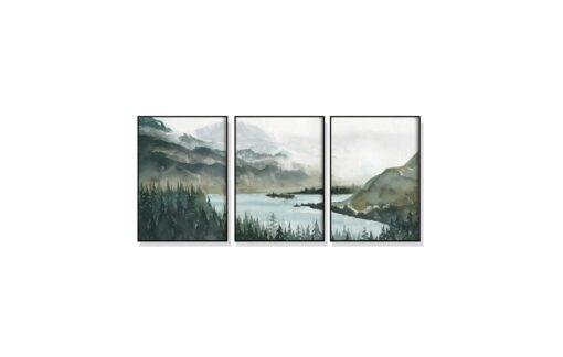 Set of 3 Landscape Mountain Wall Art Canvas