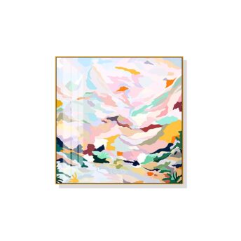 Hand Painted Style Abstract Pink Mountain Wall Art Canvas